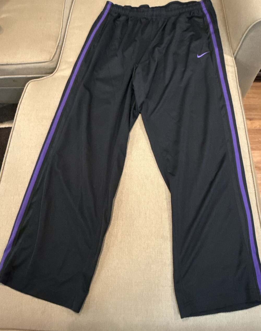 Nike Track Pants Size 2XL Black Purple Striped Athletic Pants